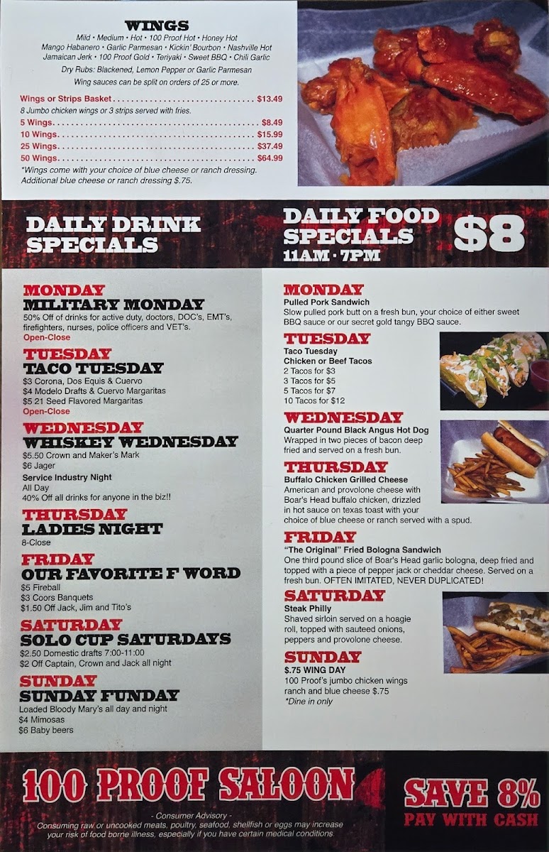 100 Proof Saloon Menu - Image 3