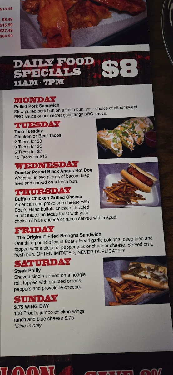 100 Proof Saloon Menu - Image 4