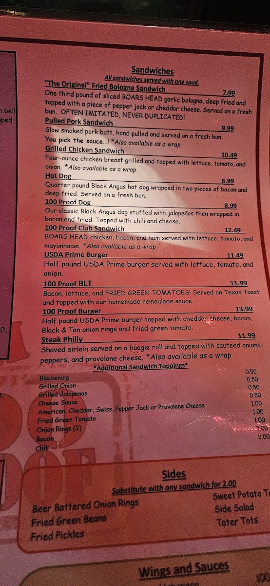 100 Proof Saloon Menu - Image 5