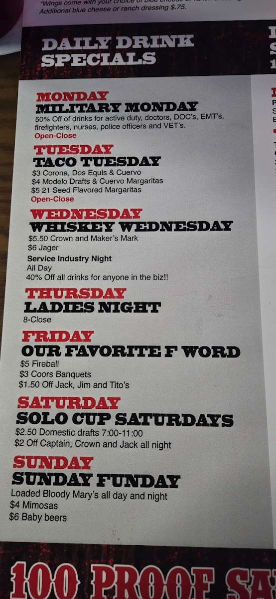 100 Proof Saloon Menu - Image 6